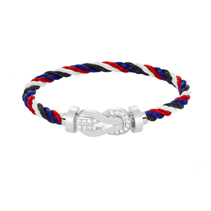 [vivabelle]CHANCE LARGE 8 FIGURE BUCKLE HALF DIAMOND BRACELET SILVER