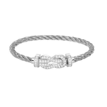 [vivabelle]CHANCE LARGE 8 FIGURE BUCKLE FULL DIAMOND BRACELET SILVER