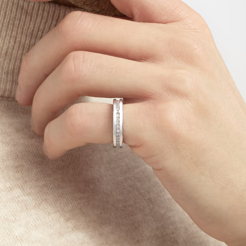 [vivabelle]ZERO 1 ONE-BAND PAVED DIAMONDS ON THE SPIRAL RING