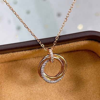 [vivabelle]TRINITY NECKLACE SILVER GOLD PINK GOLD DIAMONDS