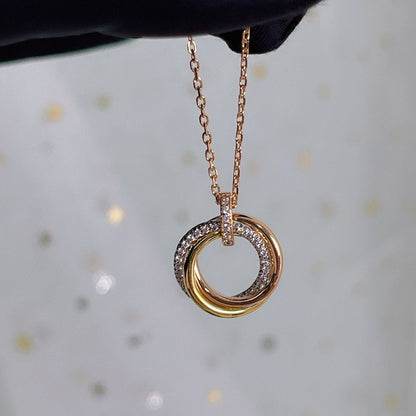 [vivabelle]TRINITY NECKLACE SILVER GOLD PINK GOLD DIAMONDS