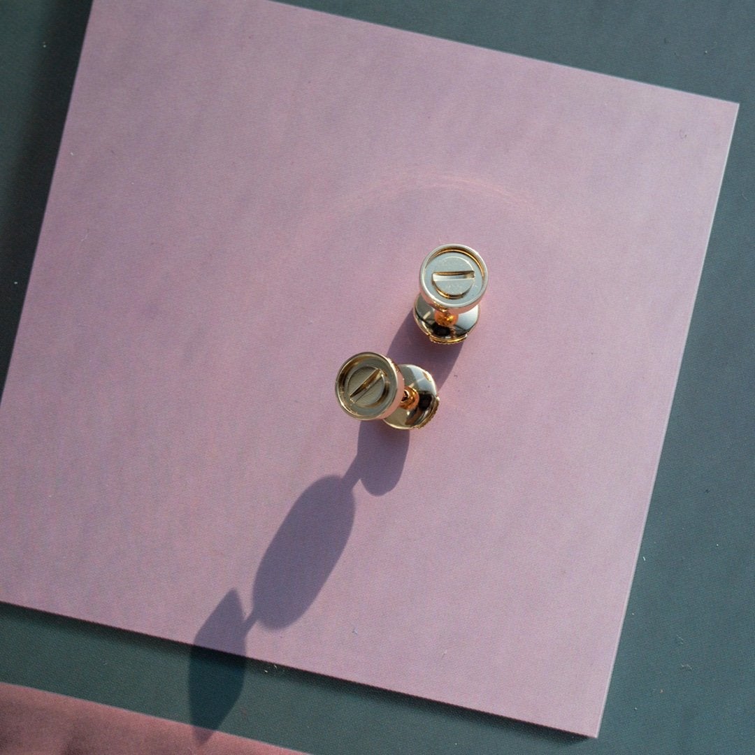 [vivabelle]LOVE EARRINGS PINK GOLD 10MM