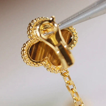 [vivabelle]CLOVER  2 MOTIF  TIGER EYE CARNELIAN EARRINGS