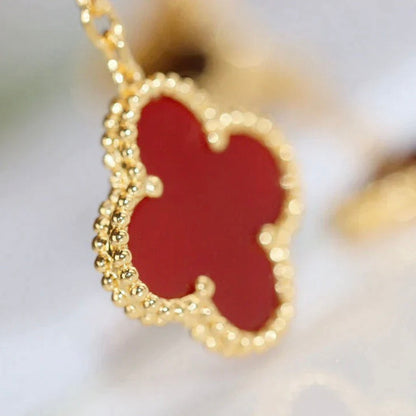 [vivabelle]CLOVER  2 MOTIF  TIGER EYE CARNELIAN EARRINGS