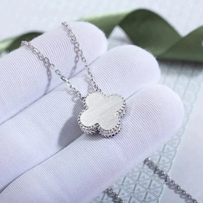 [vivabelle]CLOVER  15MM DIAMOND LASER NECKLACE SILVER