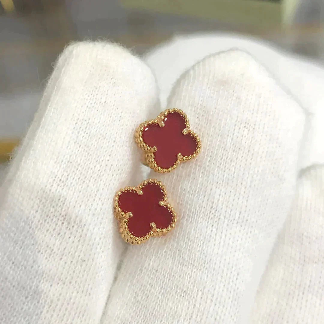[vivabelle]CLOVER MINI 9.5MM CARNELIAN EARRINGS