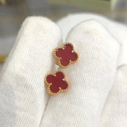 [vivabelle]CLOVER MINI 9.5MM CARNELIAN EARRINGS