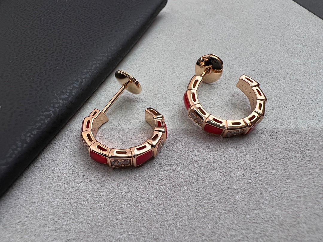 [vivabelle]SERPENTI CARNELIAN PINK GOLD EARRINGS