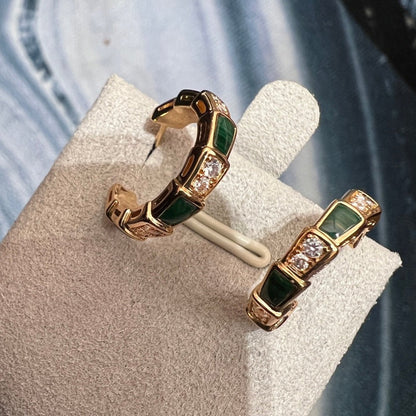 [vivabelle]SERPENTI MALACHITE PINK GOLD EARRINGS