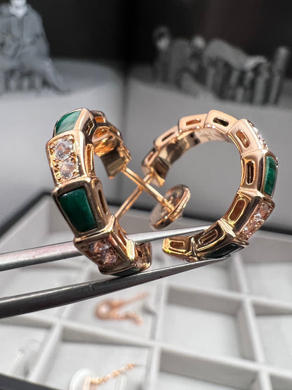 [vivabelle]SERPENTI MALACHITE PINK GOLD EARRINGS
