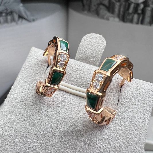 [vivabelle]SERPENTI MALACHITE PINK GOLD EARRINGS