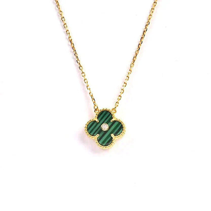 [vivabelle]CLOVER 15MM DIAMOND TURQUOISE NECKLACE