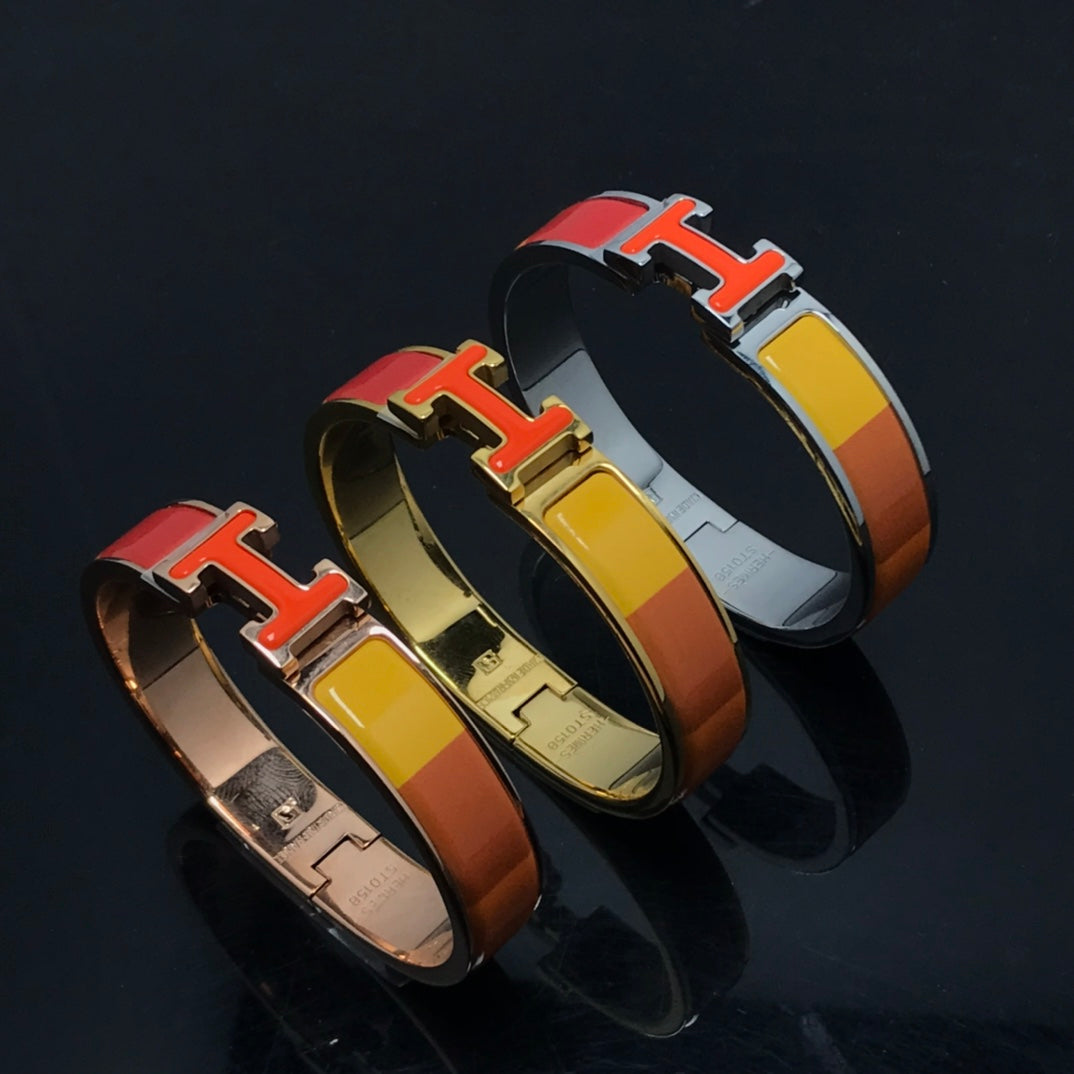 [vivabelle]H BRACELET ORANGE RAINBOW CERAMIC