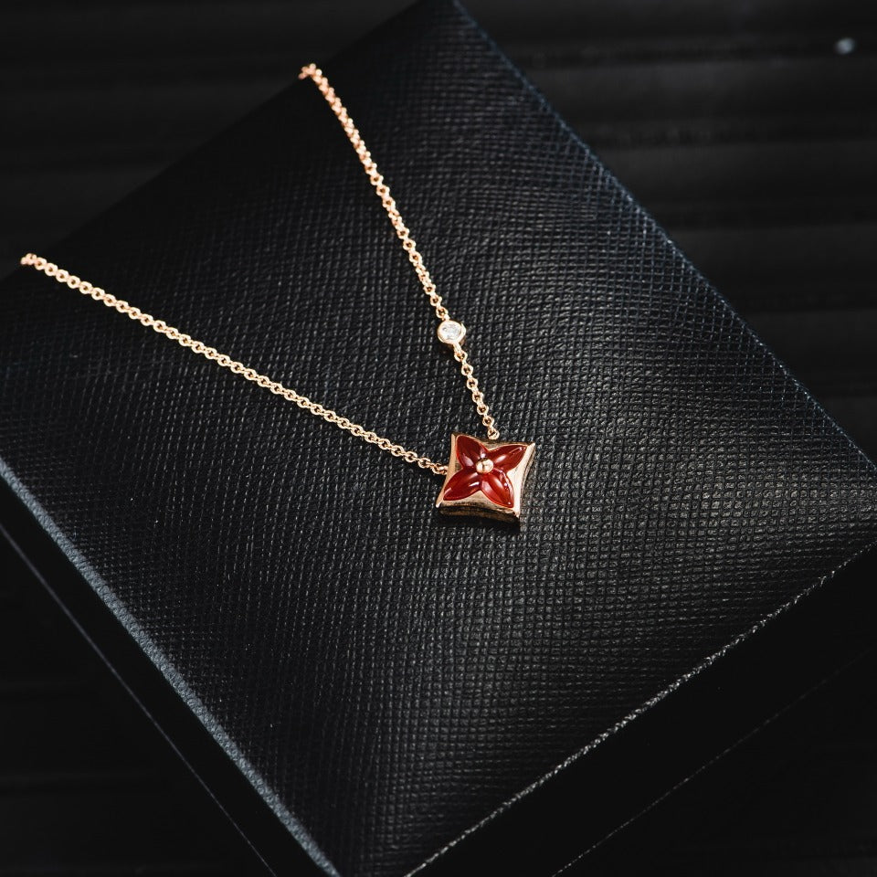 [vivabelle]STAR NECKLACE PINK GOLD 1 DIAMOND