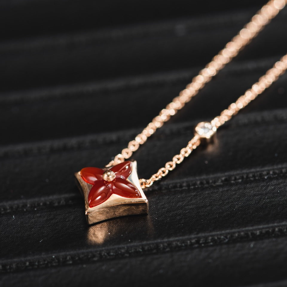 [vivabelle]STAR NECKLACE PINK GOLD 1 DIAMOND