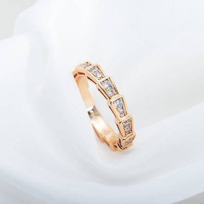 [vivabelle]SERPENTI RING PINK GOLD DIAMOND PAVED 3MM