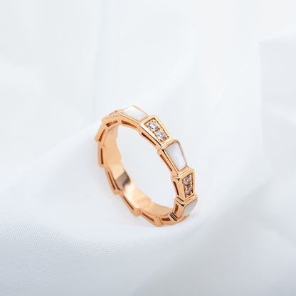 [vivabelle]SERPENTI RING PINK GOLD DIAMOND MOP 3MM