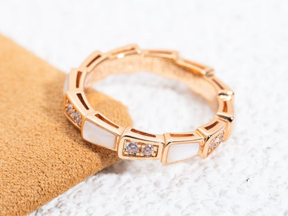 [vivabelle]SERPENTI RING PINK GOLD DIAMOND MOP 3MM