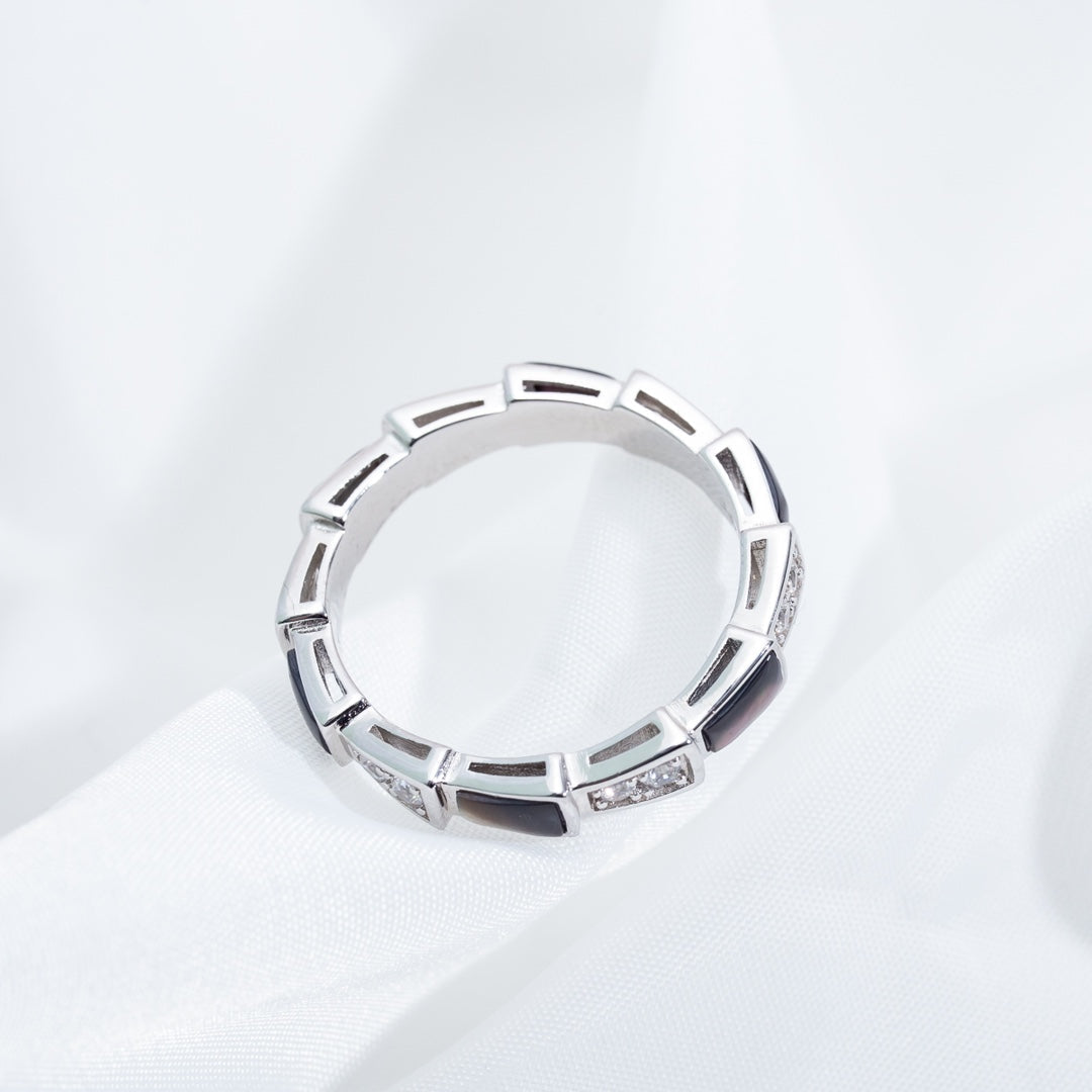 [vivabelle]SERPENTI RING SILVER  DIAMOND BLACK MOP 3MM