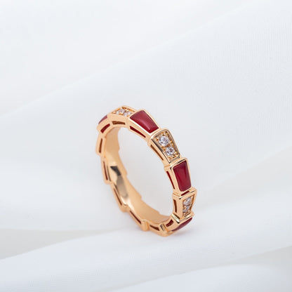 [vivabelle]SERPENTI RING PINK GOLD CARNELIAN DIAMOND 3MM