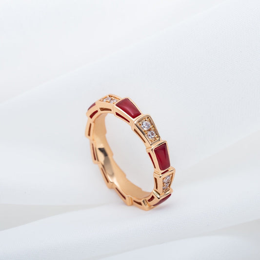 [vivabelle]SERPENTI RING PINK GOLD CARNELIAN DIAMOND 3MM