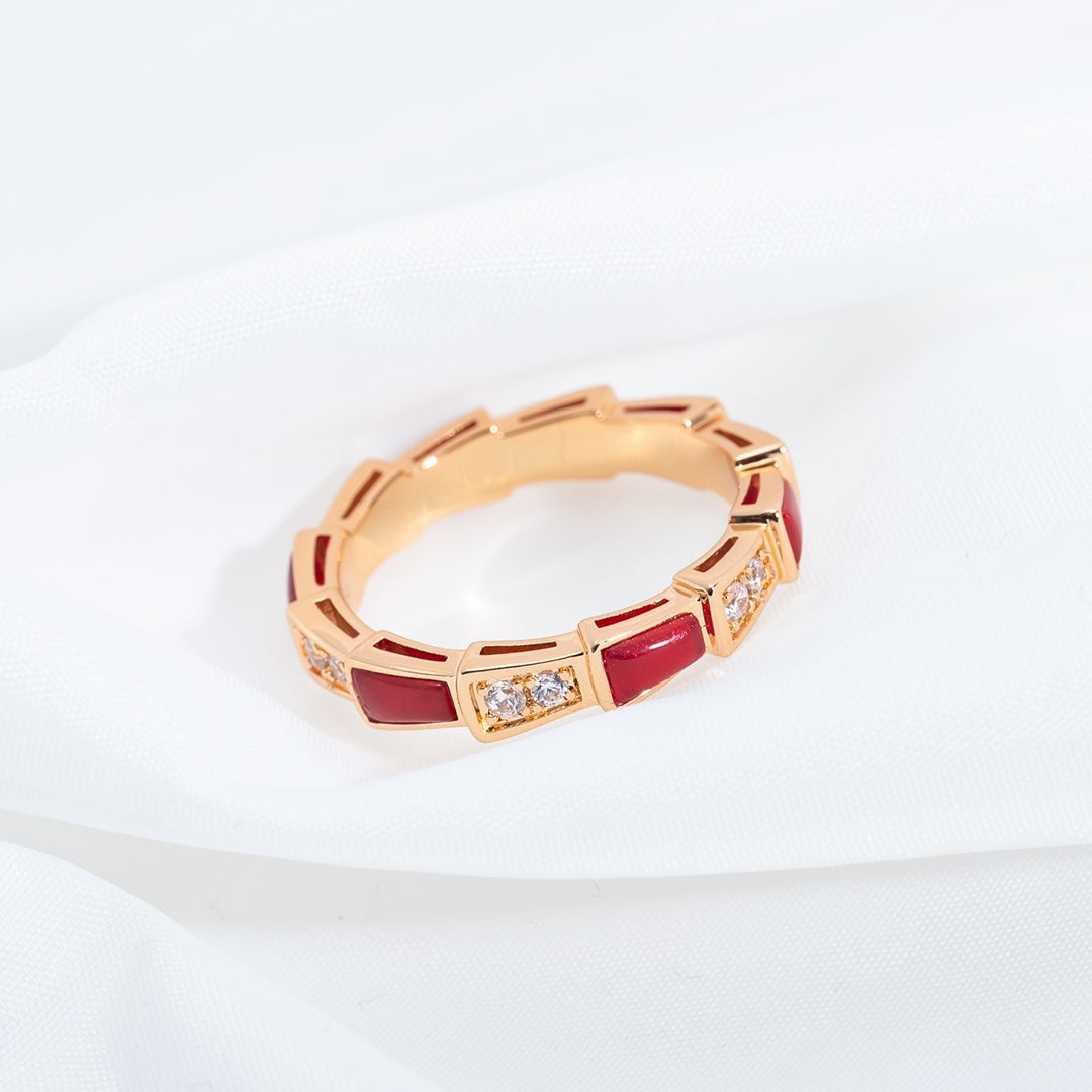 [vivabelle]SERPENTI RING PINK GOLD CARNELIAN DIAMOND 3MM