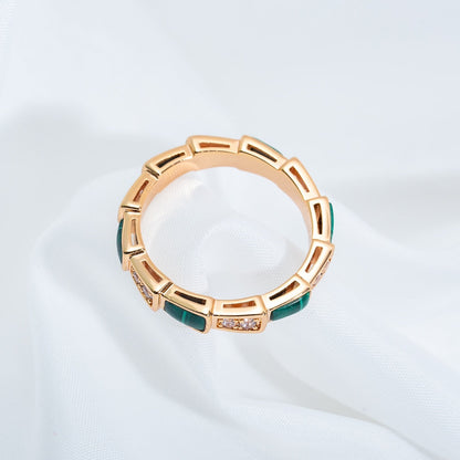 [vivabelle]SERPENTI RING PINK GOLD MALACHITE DIAMOND 3MM