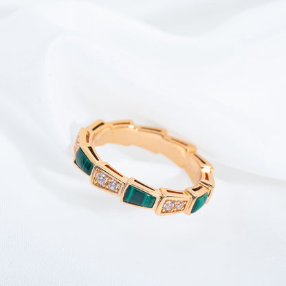 [vivabelle]SERPENTI RING PINK GOLD MALACHITE DIAMOND 3MM