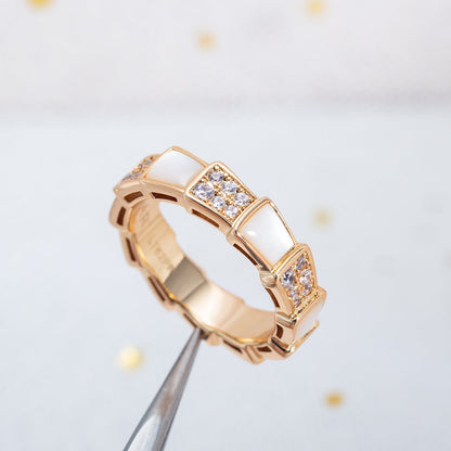 [vivabelle]SERPENTI RING PINK GOLD MOP DIAMOND PAVED 4MM