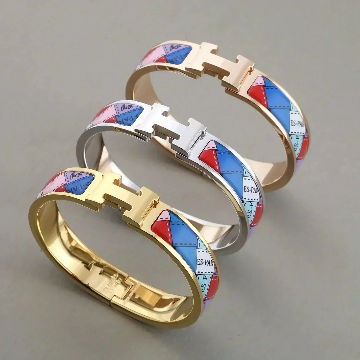 [vivabelle]H BRACELET DOTTED BORDER 12MM