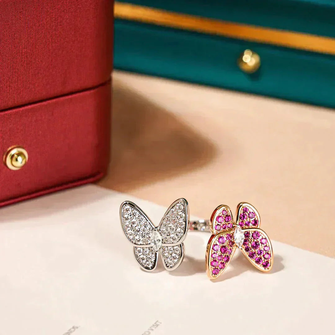 [vivabelle]TWIN BUTTERFLY DIAMOND RING