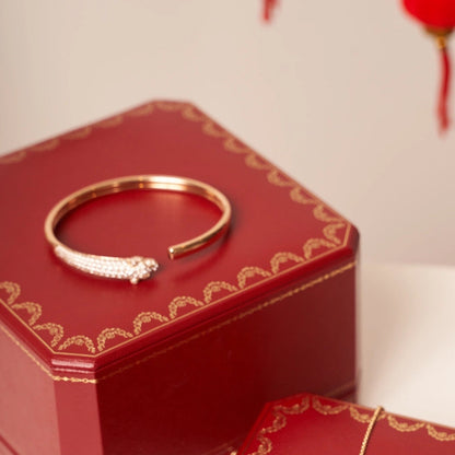[vivabelle]PANTHERE ROSE GOLD DIAMOND OPEN BRACELET