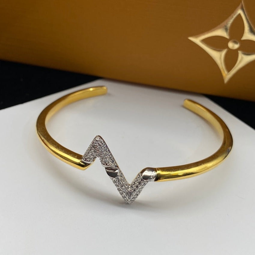 [vivabelle]VOLTE UPSITE DOWN DIAMOND GOLD OPEN BRACELET
