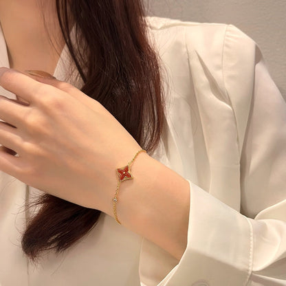 [vivabelle]COLOR STAR CARNELIAN PINK GOLD DIAMOND BRACELET