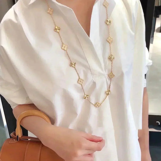 [vivabelle]CLOVER 20 MOTIFS LASER DIAMOND NECKLACE