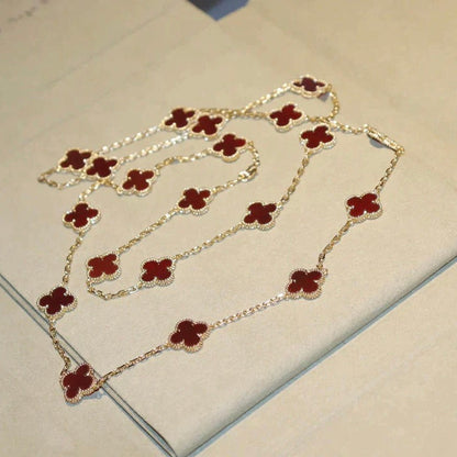 [vivabelle]CLOVER 20 MOTIFS CARNELIAN NECKLACE
