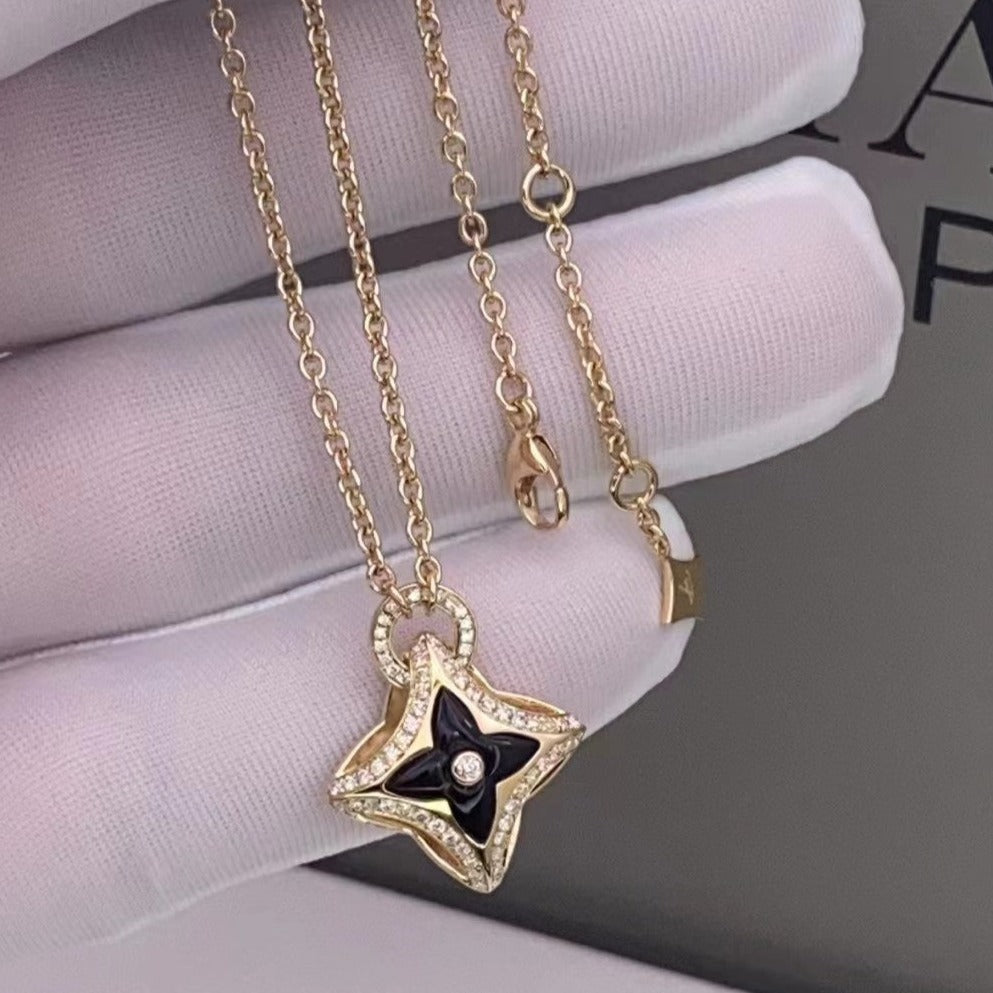 [vivabelle]STAR PEDANT PINK GOLD DIAMOND NECKLACE