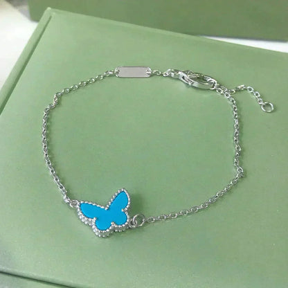 [vivabelle]BUTTERFLY TURQUOISE BUTTERFLY BRACELET SILVER