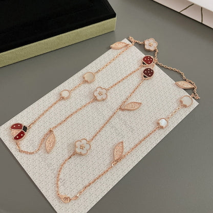 [vivabelle]LUCKY SPRING 15 MOTIFS ROSE GOLD NECKLACE