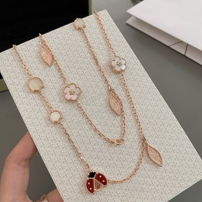 [vivabelle]LUCKY SPRING 15 MOTIFS ROSE GOLD NECKLACE