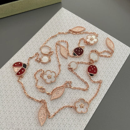 [vivabelle]LUCKY SPRING 15 MOTIFS ROSE GOLD NECKLACE