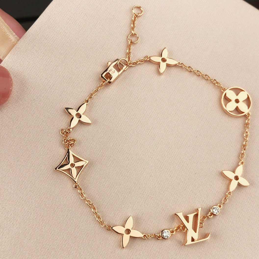 [vivabelle]STAR AND SUN 7 MOTIFS GOLD BRACELET