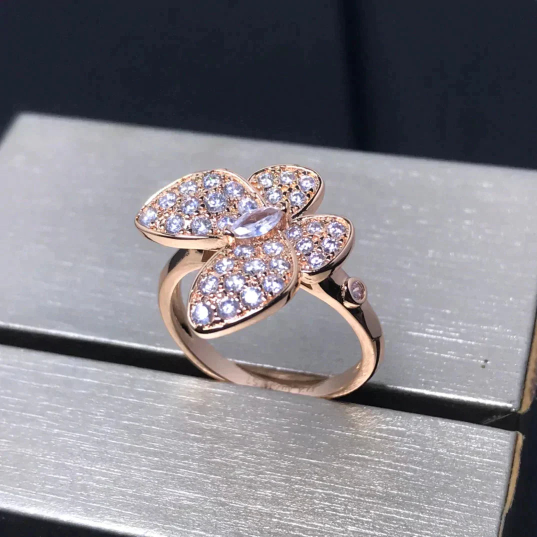 [vivabelle]BUTTERFLY PINK GOLD DIAMOND RING