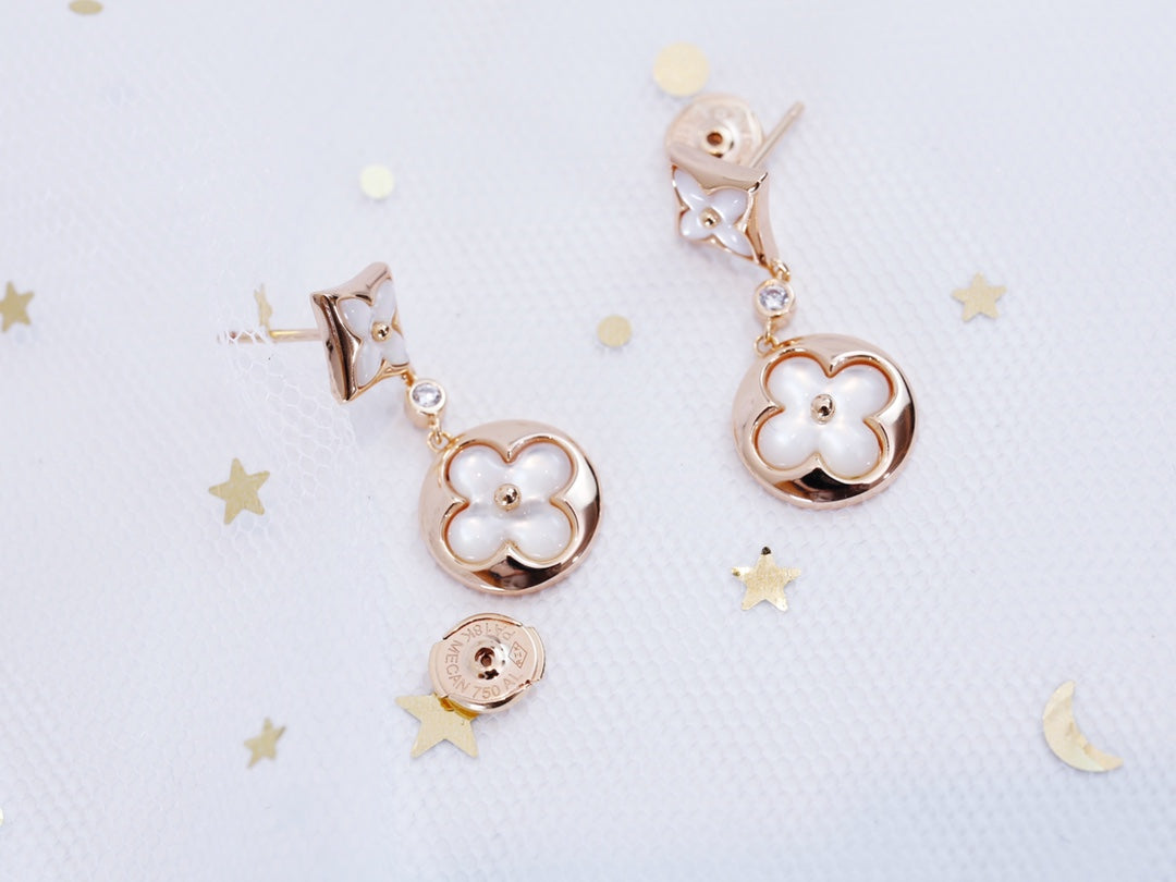 [vivabelle]STAR AND SUN PINK GOLD MOP DROP EARRINGS