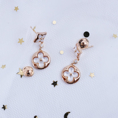 [vivabelle]STAR AND SUN PINK GOLD MOP DROP EARRINGS
