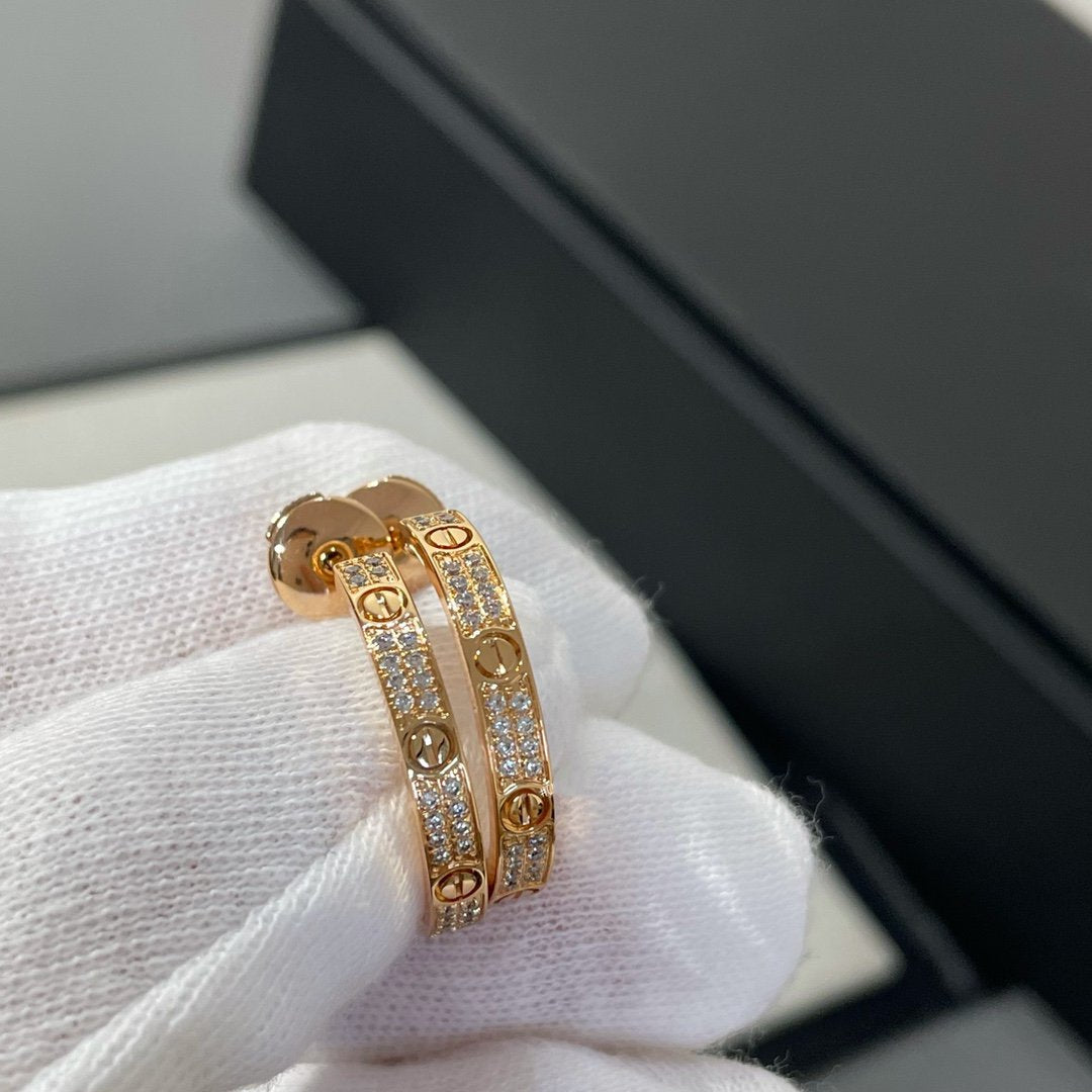 [vivabelle]LOVE DIAMOND PINK GOLD HOOP EARRINGS