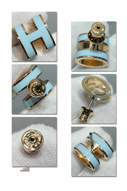 [vivabelle]POP H SKY BLUE STUD EARRINGS