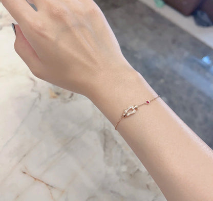 [vivabelle]FORCE 10 DIAMOND CHAIN LINK PINK GOLD BRACELET