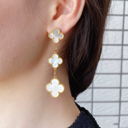 [vivabelle]CLOVER MOP 3 MOTIFS GOLD EARRINGS