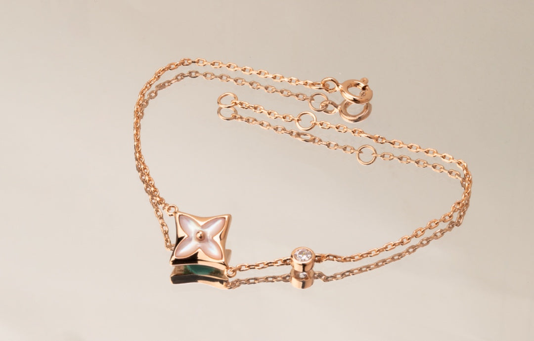 [vivabelle]STAR PINK MOP 1 DIAMOND PINK GOLD NECKLACE